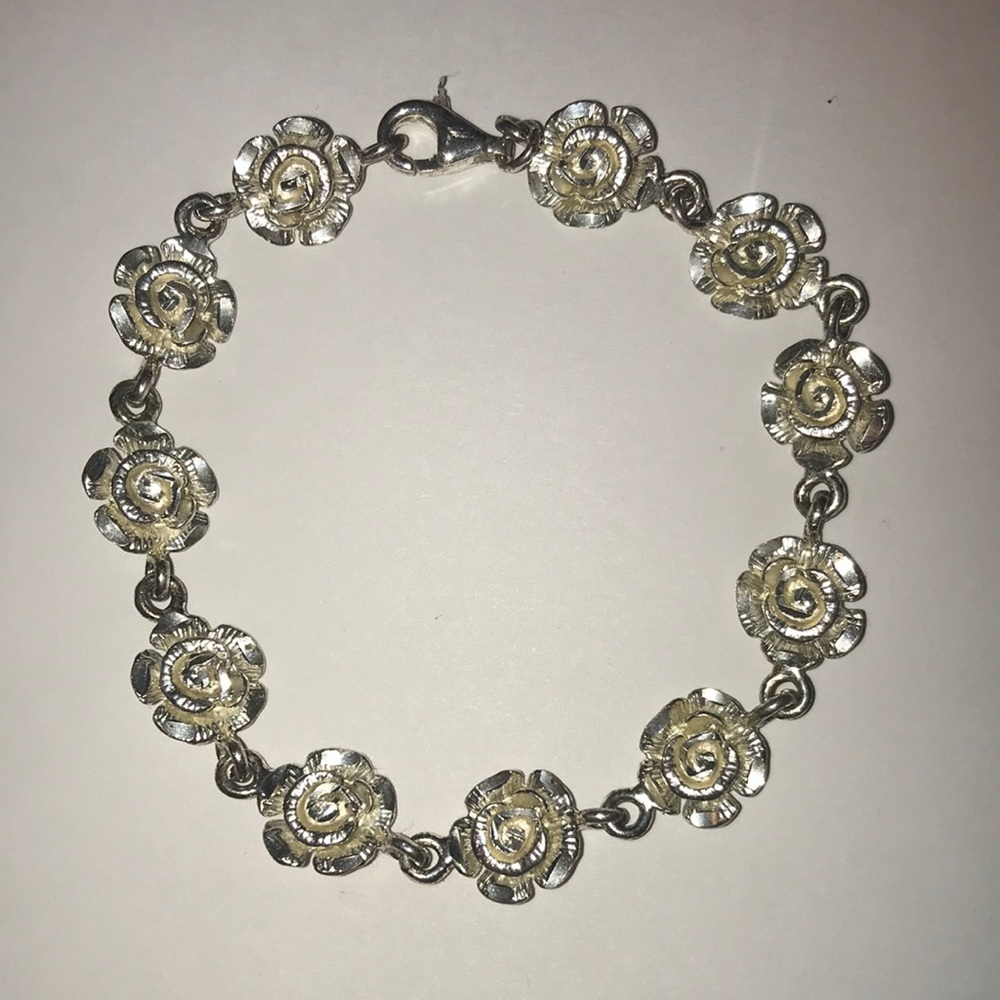 Silver rose bracelet
